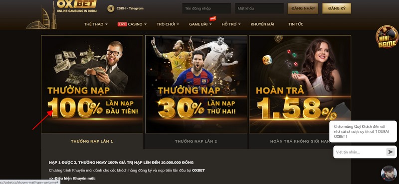 Điều kiện của chương trình tặng nạp đầu 100% giá trị