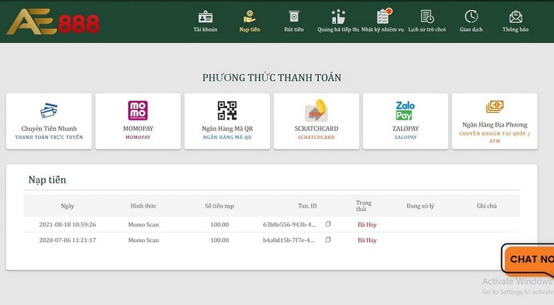 Rút tiền AE888 qua thẻ cào chỉ với 3 bước đơn giản